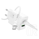 Hoco n71 hálózati töltő usb+type-c aljzat (30w, pd gyorstöltő 3.0 + type-c kábel) fehér