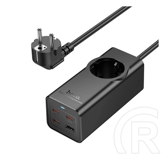 Hoco ns9 hálózati elosztó (ac+usb+3 type-c aljzat 67w, pd gyorstöltő 3.0 + 200cm tápkábel) fekete