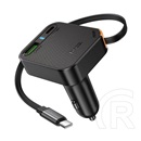 Hoco nz18 autós töltő usb+type-c aljzat (65w, pd gyorstöltő 3.0 + fix type-c kábel) fekete