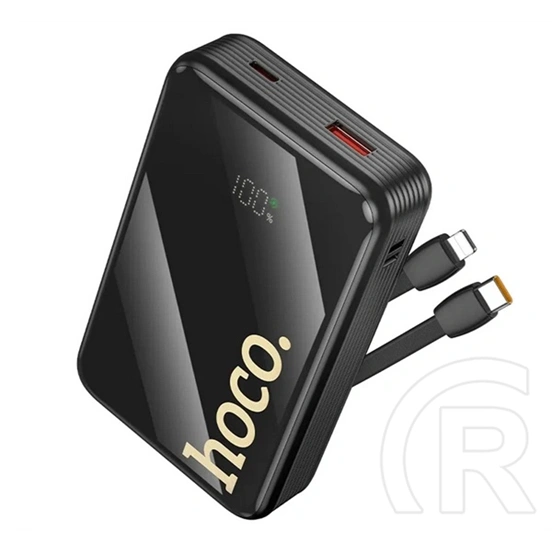 Hoco q37a vésztöltő usb+type-c aljzat (20000mah, 22.5w, pd gyorstöltő + fix type-c/lightning kábel) fekete
