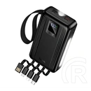 Hoco q54 vésztöltő 2 usb+2 type-c aljzat (20000mah, 22.5w, pd gyorstöltő, led kijelző + fix kábel) fekete
