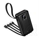 Hoco q54 vésztöltő 2 usb+2 type-c aljzat (20000mah, 22.5w, pd gyorstöltő, led kijelző + fix kábel) fekete