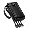 Hoco q54 vésztöltő 2 usb+2 type-c aljzat (20000mah, 22.5w, pd gyorstöltő, led kijelző + fix kábel) fekete