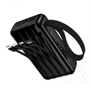 Hoco q54 vésztöltő 2 usb+2 type-c aljzat (20000mah, 22.5w, pd gyorstöltő, led kijelző + fix kábel) fekete