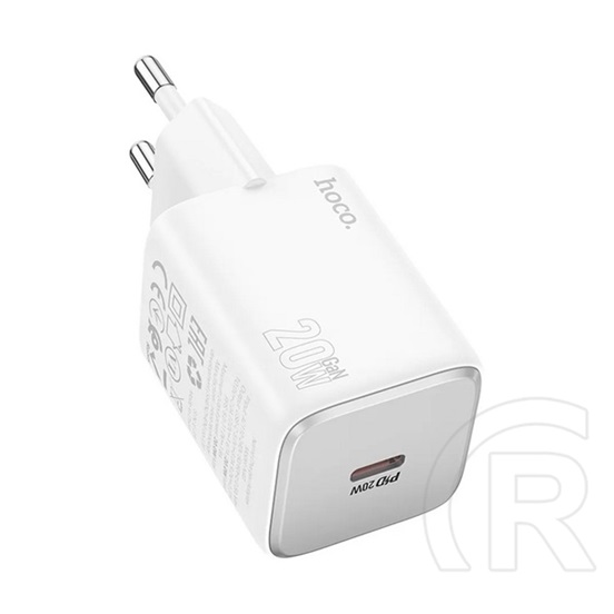 Hoco spinner hálózati töltő type-c aljzat (20w, pd gyorstöltő 3.0) fehér