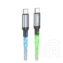 Hoco u112 adatkábel (type-c - type-c, 60w, gyorstöltő, led fény, 100cm) fekete