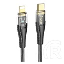 Hoco u121 adatkábel (type-c - lightning, 27w, pd gyorstöltő, led jelzés, cipőfűző, 120cm) fekete