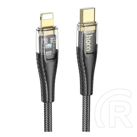 Hoco u121 adatkábel (type-c - lightning, 27w, pd gyorstöltő, led jelzés, cipőfűző, 120cm) fekete