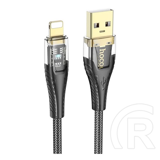 Hoco u121 adatkábel (usb - lightning, 2.4a, gyorstöltő, led jelzés, cipőfűző, 120cm) fekete