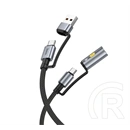 Hoco u138 töltőkábel 2in1 (usb/type-c - type-c/szivargyújtó, 60w, pd gyorstöltő, 120cm) fekete