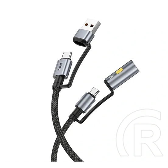 Hoco u138 töltőkábel 2in1 (usb/type-c - type-c/szivargyújtó, 60w, pd gyorstöltő, 120cm) fekete