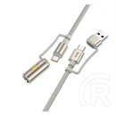 Hoco u138 töltőkábel 2in1 (usb/type-c - type-c/szivargyújtó, 60w, pd gyorstöltő, 120cm) világosszürke