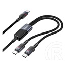 Hoco u139 adatkábel 2in1 (type-c - 2 type-c, 100w, pd gyorstöltő 3.0, cipőfűző, 120cm) fekete