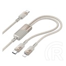 Hoco u139 adatkábel 2in1 (type-c - type-c/lightning, 100w, gyorstöltő, cipőfűző, 120cm) arany