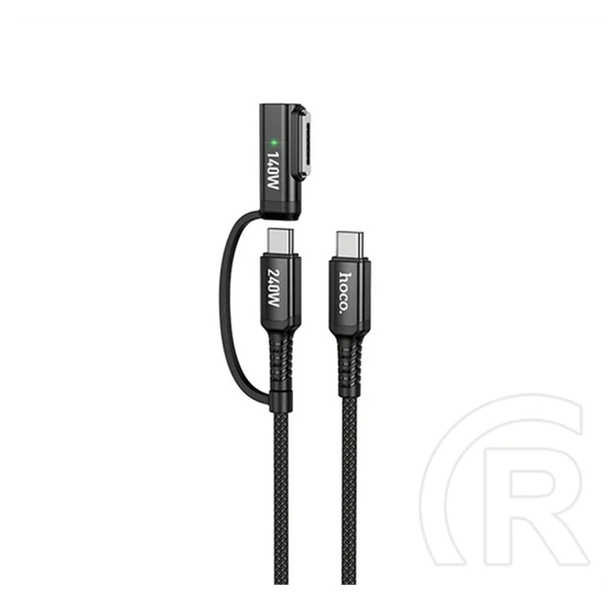 Hoco u142 töltőkábel 2in1 (type-c - type-c/magsafe 3, 240w, pd gyorstöltő, 180cm) fekete