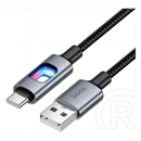 Hoco u144 adatkábel (usb - type-c, 3a, cipőfűző, led jelzés, 120cm) fekete