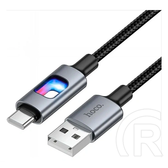 Hoco u144 adatkábel (usb - type-c, 3a, cipőfűző, led jelzés, 120cm) fekete
