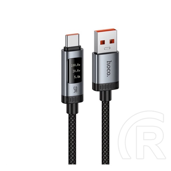 Hoco u148 adatkábel (usb - type-c, 100w, pd gyorstöltő, led kijelző, 120cm) fekete