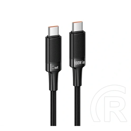Hoco u153 adatkábel (type-c - type-c, 100w, pd gyorstöltő 3.0, cipőfűző, 120cm) fekete