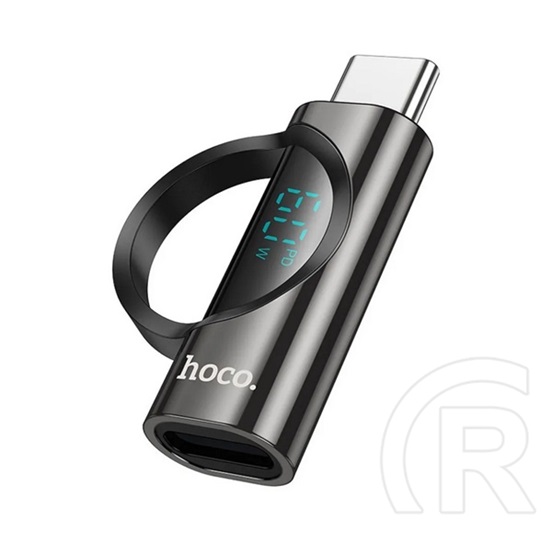 Hoco ua32a adapter (lightning aljzat - type-c, adatátvitel és töltés, led kijelző) fekete