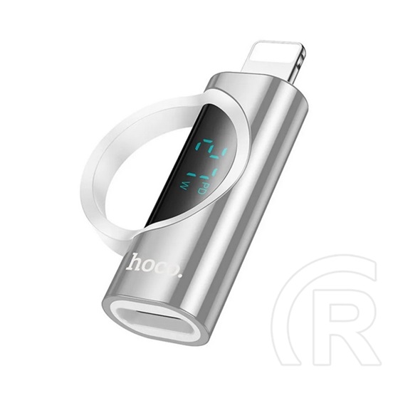 Hoco ua32b adapter (type-c aljzat - lightning, adatátvitel és töltés, led kijelző) ezüst