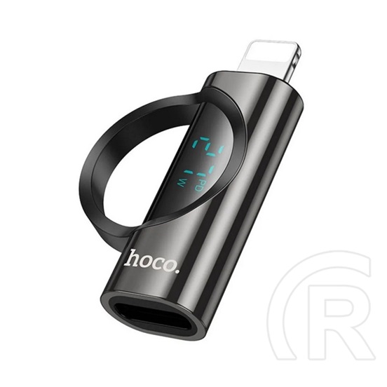 Hoco ua32b adapter (type-c aljzat - lightning, adatátvitel és töltés, led kijelző) fekete