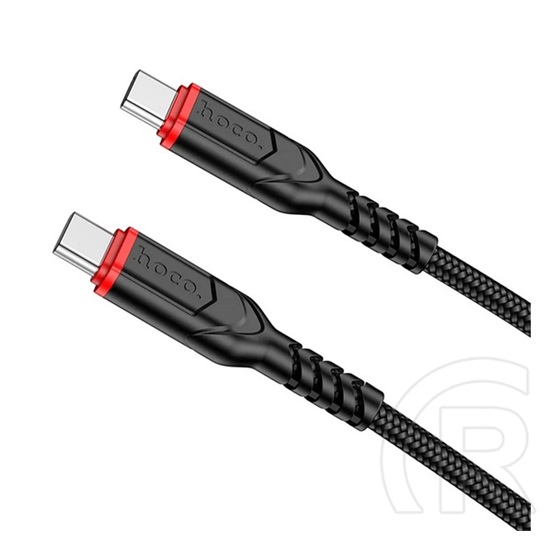 Hoco victory adatkábel (type-c - type-c, 3a, 60w, pd gyorstöltő, 100cm, törésgátló, cipőfűző) fekete