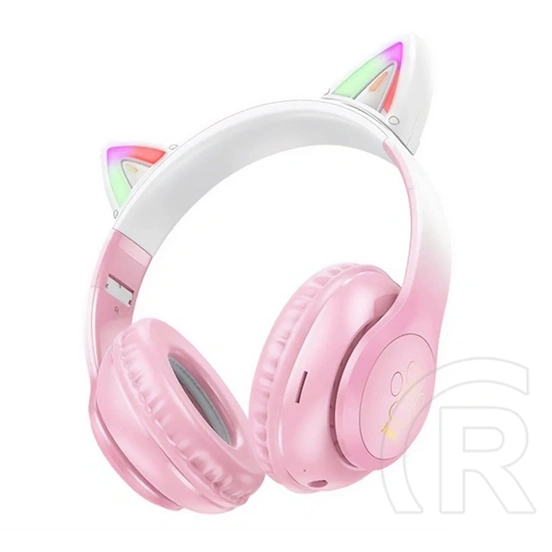 Hoco w42 bluetooth fejhallgató sztereo (v5.3, tf kártyaolvasó, 3.5mm jack aljzat, gyerek méret) rózsaszín