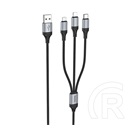 Hoco x102 adatkábel 3in1 (usb - lightning/microusb/type-c, 2.4a, 100cm, cipőfűző) fekete