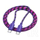 Hoco x116 adatkábel (type-c - type-c, 60w, pd gyorstöltő 3.0, cipőfűző, 100cm) lila
