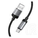 Hoco x117 adatkábel (usb - type-c, 3a, gyorstöltő, led jelzés, cipőfűző, 100cm) fekete