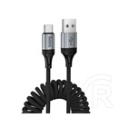 Hoco x121 adatkábel (usb - type-c, 3a, pd gyorstöltő, cipőfűző, spirálkábel, 150cm) fekete