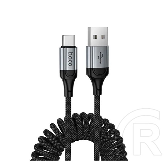 Hoco x121 adatkábel (usb - type-c, 3a, pd gyorstöltő, cipőfűző, spirálkábel, 150cm) fekete