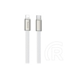 Hoco x125 adatkábel (type-c - type-c, 60w, lapos kábel, cipőfűző, 100cm) fehér
