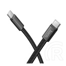 Hoco x125 adatkábel (type-c - type-c, 60w, lapos kábel, cipőfűző, 100cm) fekete