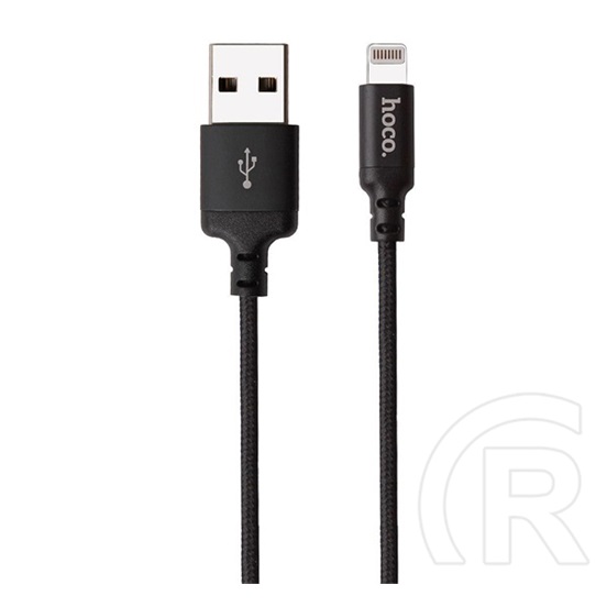 Hoco  x14 adatátviteli kábel és töltő (usb - lightning 8pin, gyorstöltés támogatás, 100cm, cipőfűző minta) fekete