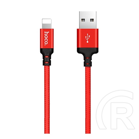 Hoco  x14 adatátviteli kábel és töltő (usb - lightning 8pin, gyorstöltés támogatás, 100cm, cipőfűző minta) piros