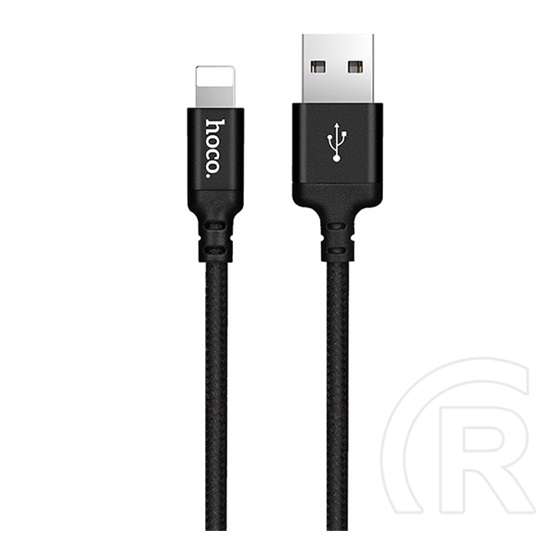 Hoco  x14 adatátviteli kábel és töltő (usb - lightning 8pin, gyorstöltés támogatás, 200cm, cipőfűző minta) fekete