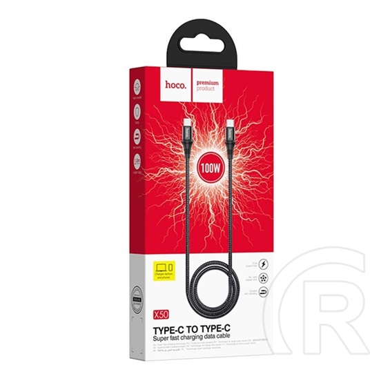 Hoco X50 USB adat- és töltőkábel (C dugó / C dugó, 1 m, fekete)