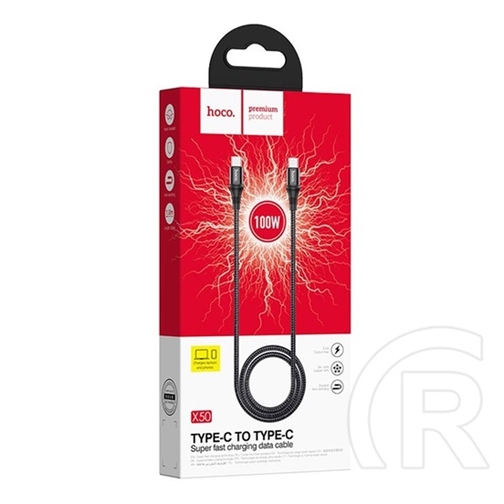 Hoco X50 USB adat- és töltőkábel (C dugó / C dugó, 2 m, fekete)