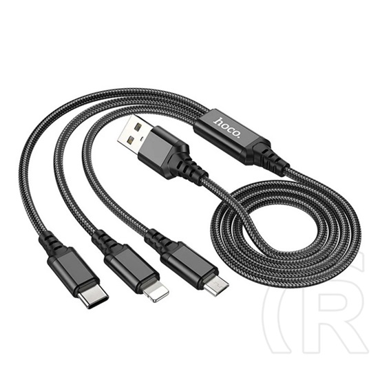 Hoco x76 töltőkábel 3in1 (usb - lightning/microusb/type-c, 2a, 100cm) fekete