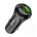 Hoco z37 autós töltő 2 usb aljzat (5v / 3000ma, 36w, gyorstöltés támogatás, qc 3.0) fekete
