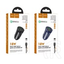 Hoco Z39 autós töltő (2 x USB-A aljzat, 18W, fekete)
