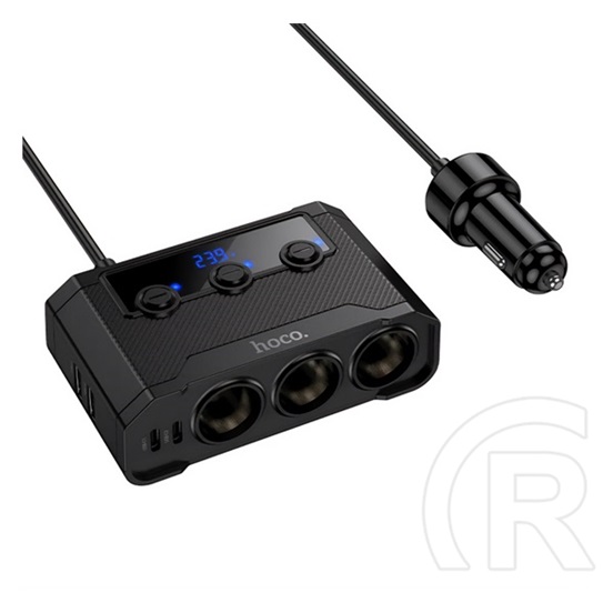 Hoco z64 szivargyújtó adapter (elosztó, 3 szivargyújtó+2 usb+2 type-c aljzat, 240w, pd gyorstöltés 3.0) fekete