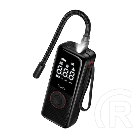 Hoco zp18 légkompresszor (type-c aljzat, 4000mah akkumulátor, lcd kijelző, zseblámpa) fekete