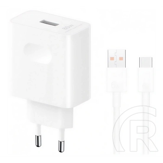 Honor supercharger hálózati töltő usb aljzat (80w, gyorstöltő + type-c kábel) fehér