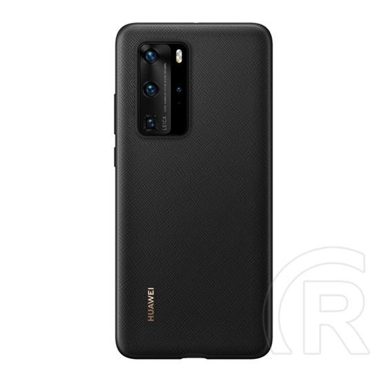 Huawei P40 Pro műanyag telefonvédő (bőr hatású hátlap) fekete