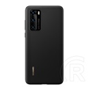 Huawei P40 műanyag telefonvédő (bőr hatású hátlap) fekete
