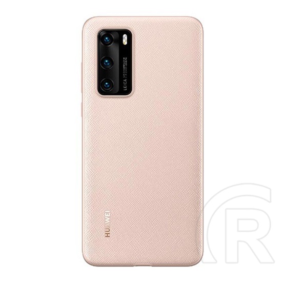 Huawei P40 műanyag telefonvédő (gumírozott, textil minta) rózsaszín