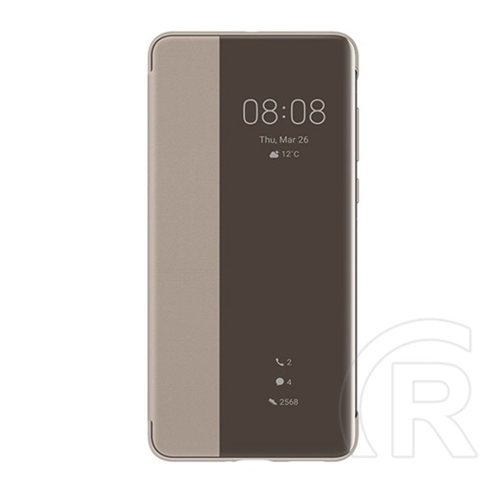 Huawei P40 tok álló (aktív Flip, oldalra nyíló, Smart View Cover) barna
